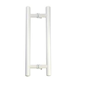 Puxador H Tubular Duplo Porta Madeira Vidro 30Cm Branco