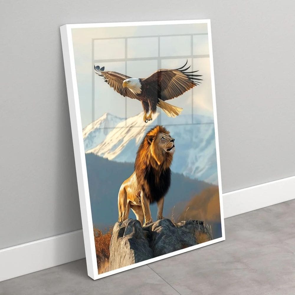 Quadro Decorativo Águia E Leão - 70X50Cm