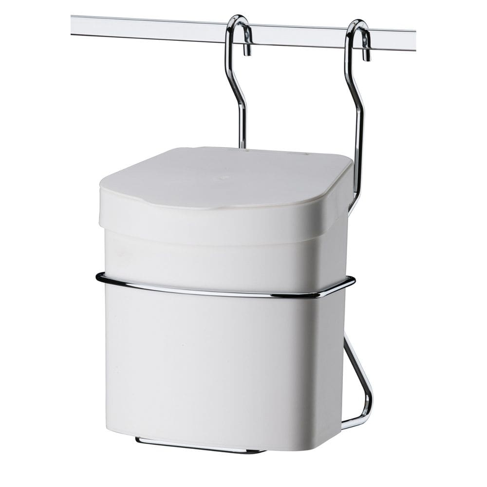 Suporte com Lixeira Plástica Branca 2,5 Litros para Barra