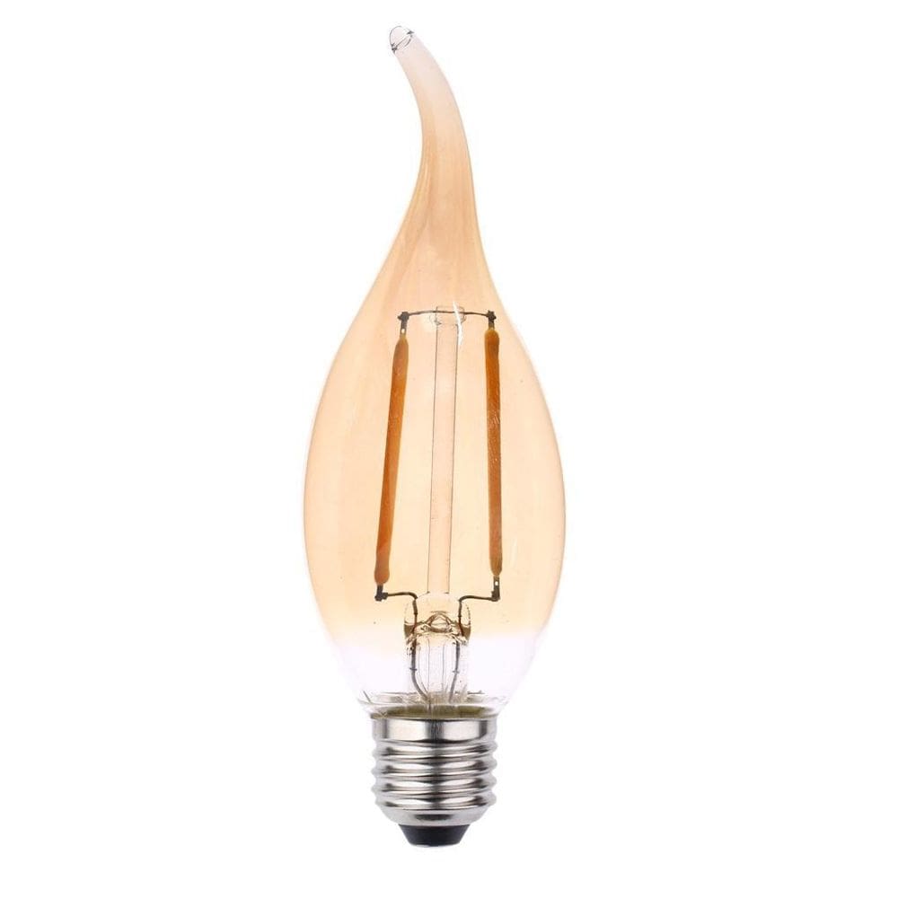 Kit 2 Lampada Filamento Retro Vela Ambar E27 2W 2200K Alz73