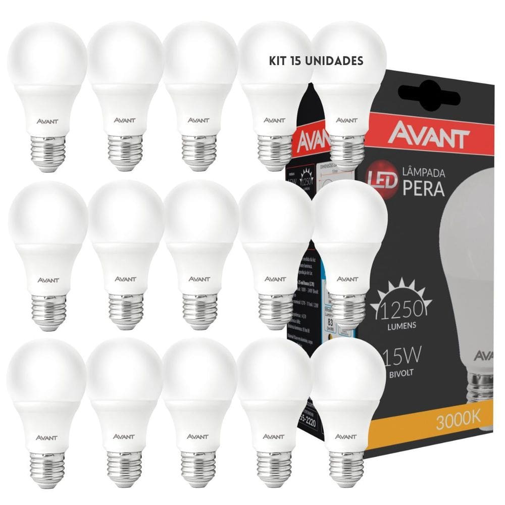 Kit 15 Lâmpada Led 15w Soquete E27 6500k Branca Fria Avant