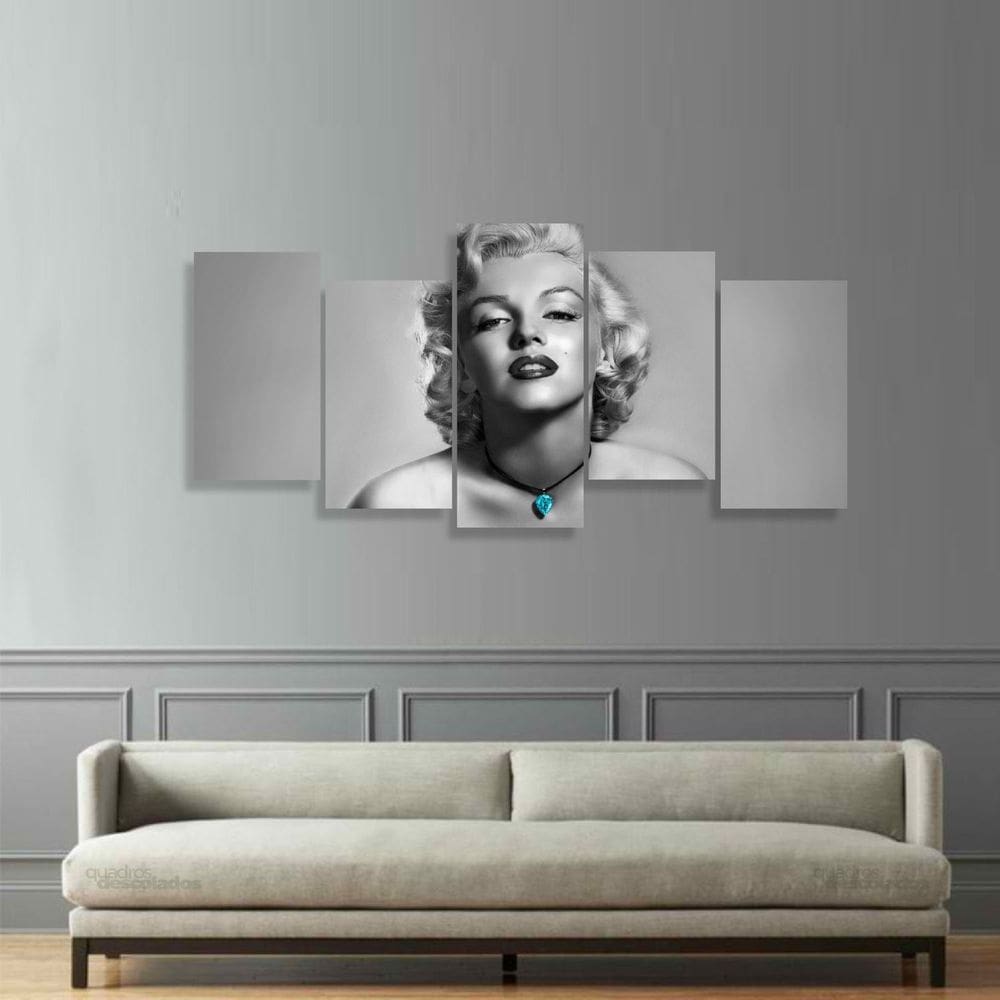 Quadro decorativo Marilyn Monroe 125x60 Mosaico 5 Peças