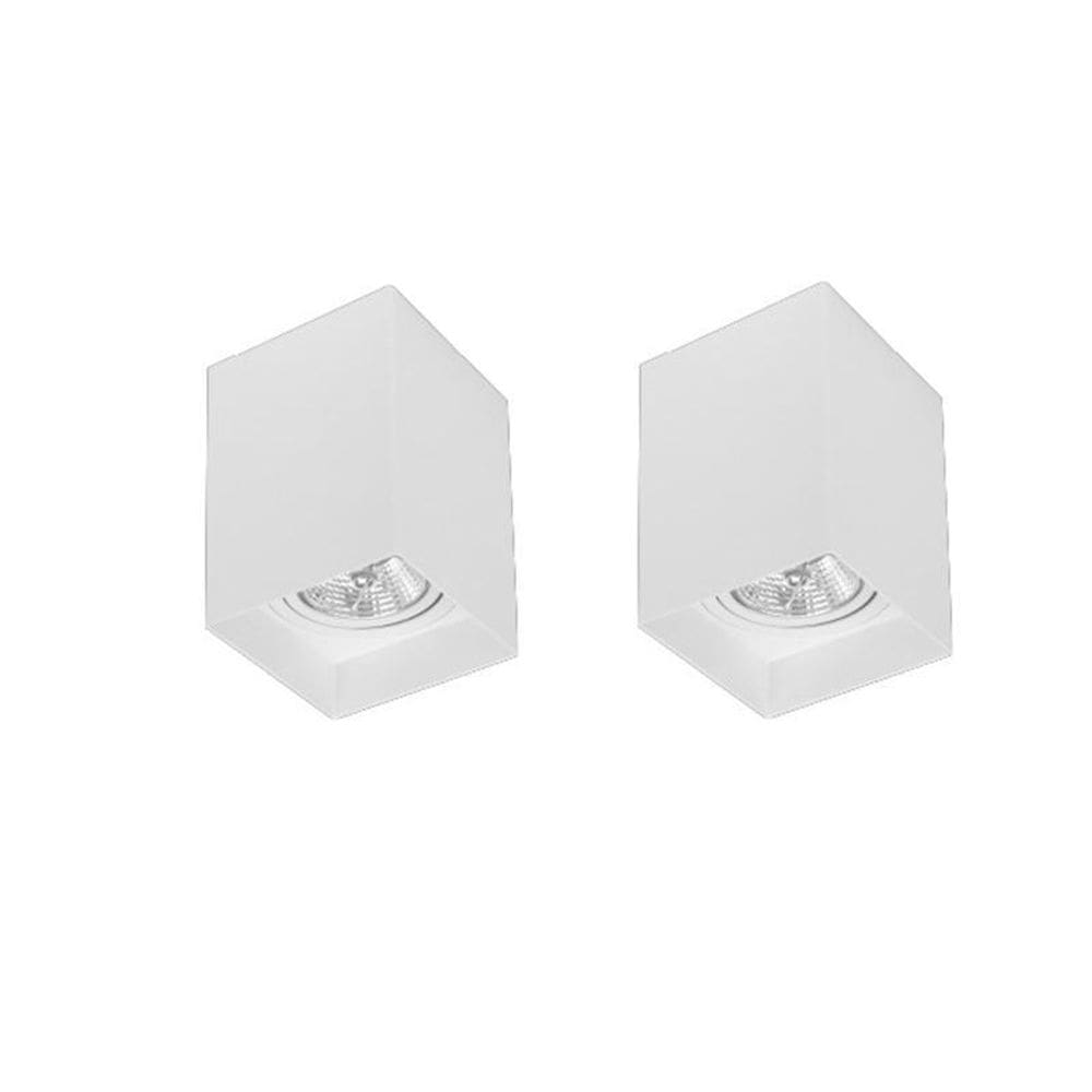 Kit 2 Spot Sobrepor Ar70 Quadrado Branco Direcionavel Lup01