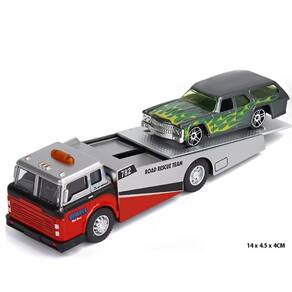 Carrinho Reboque Caminhão Die Cast Guincho Baú Metal 1:64