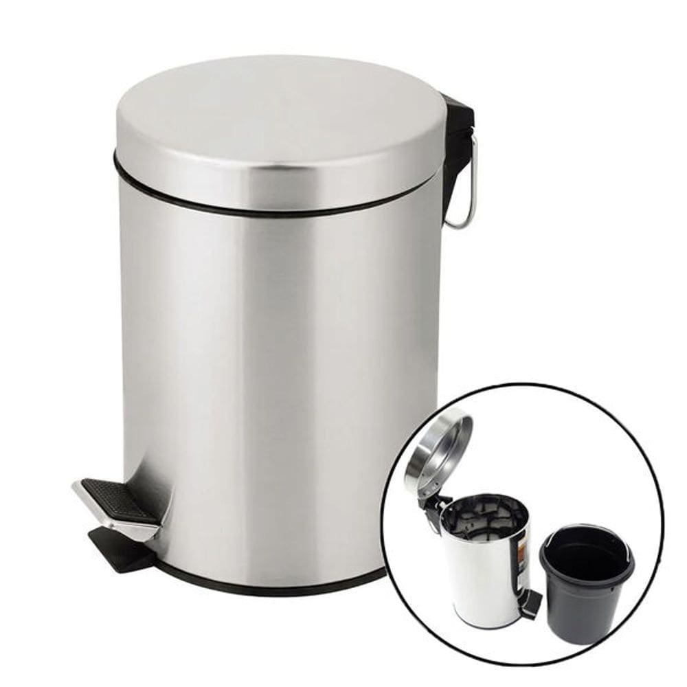 Lixeira Inox Com Pedal Cesto De Lixo Interno Removivel 5 Litros Casita