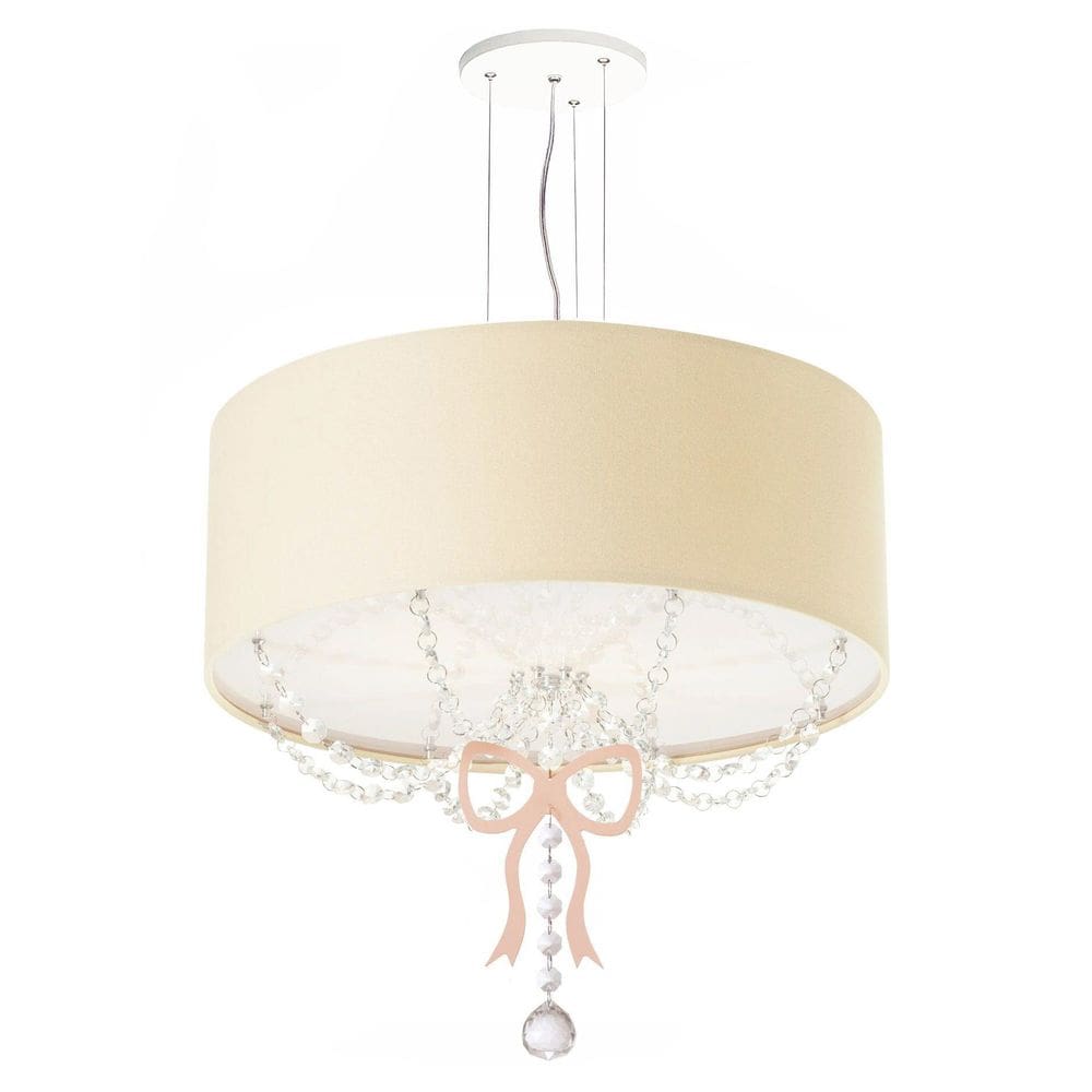 Lustre Pendente Infantil Tom Luz Laço Cúpula Cru 50cm