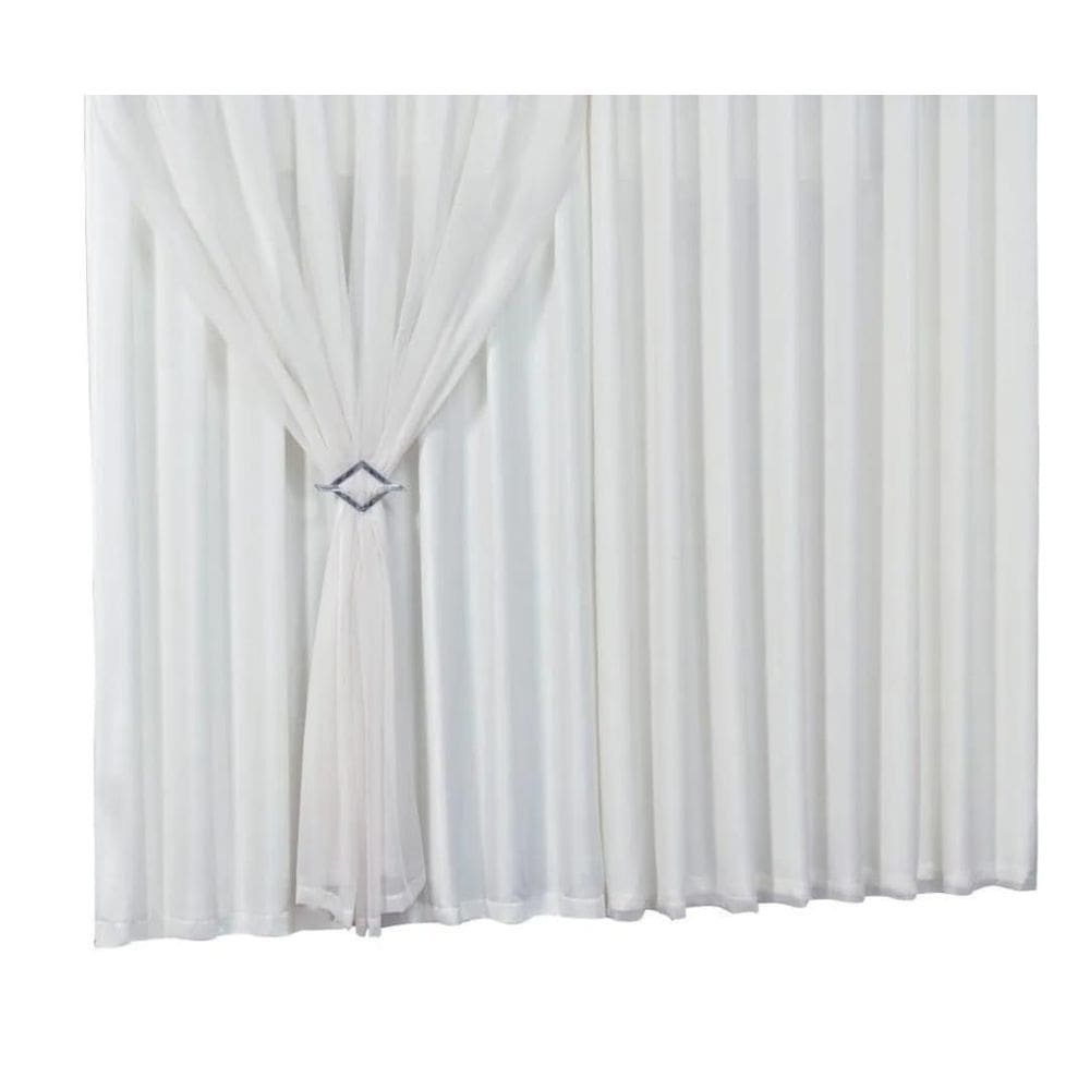 Cortina 5,00M X 2,80M C Forro Tecido Microfibra Voil Branco