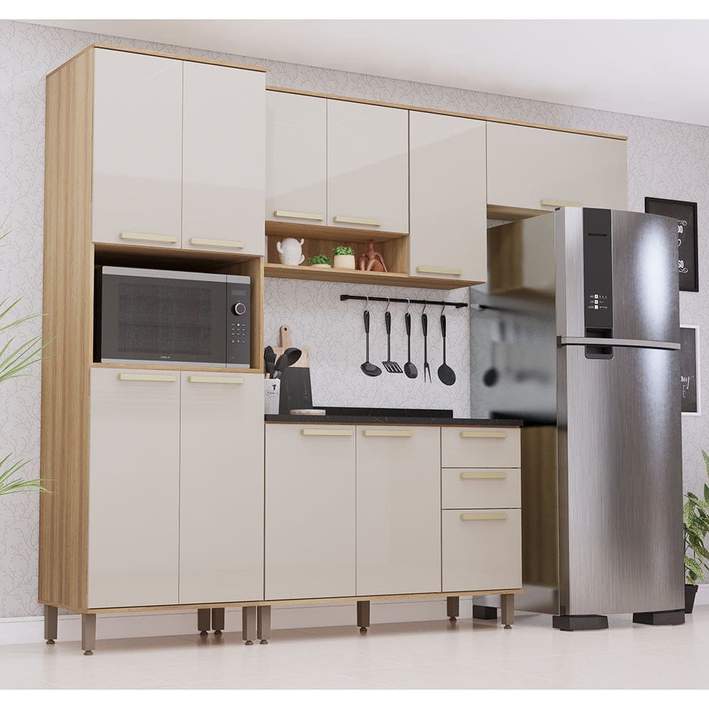 Cozinha Modulada Compacta 4 Peças com Tampo Isis Luciane Móveis