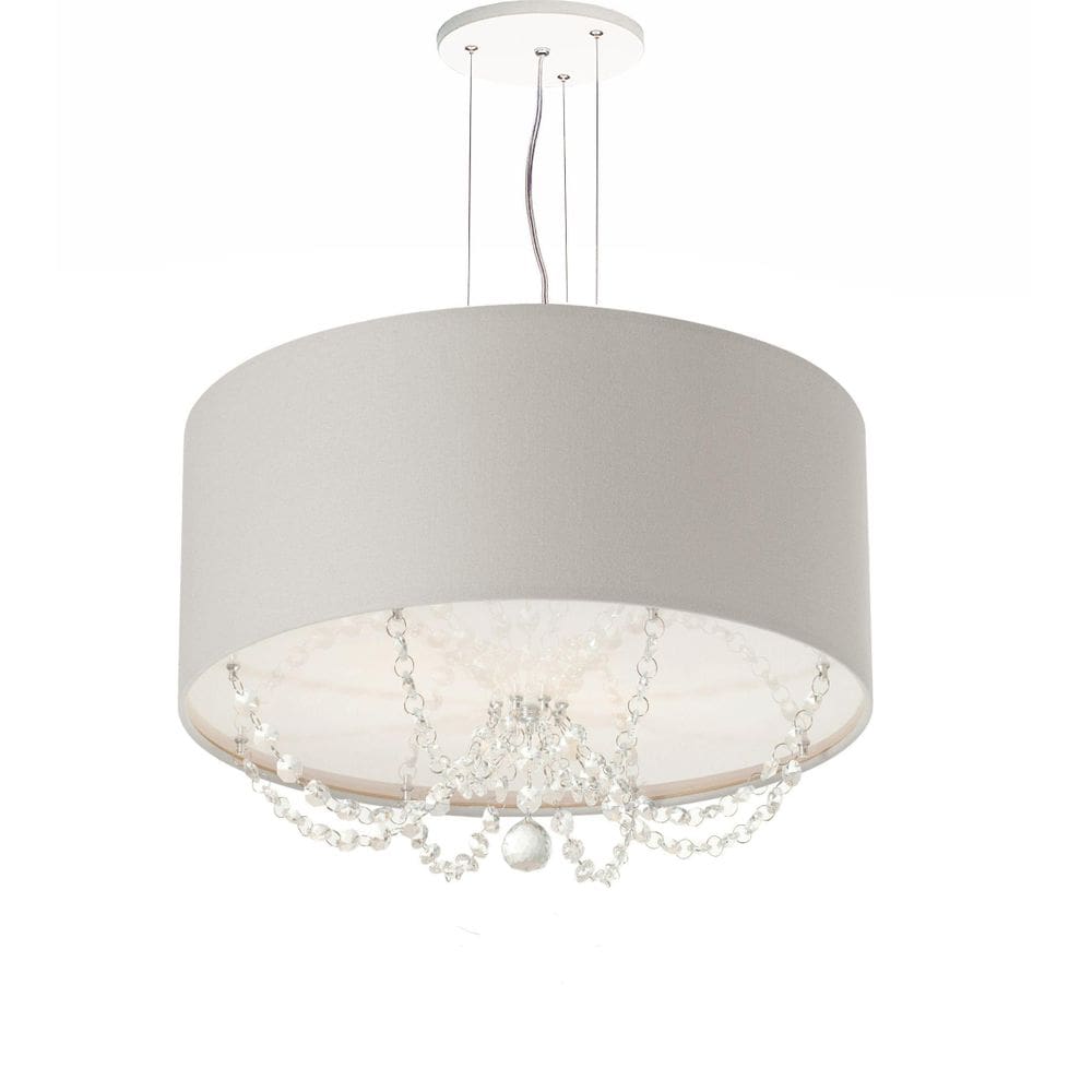 Lustre Pendente Com Cristais Cilíndrica 30X15 Cinza