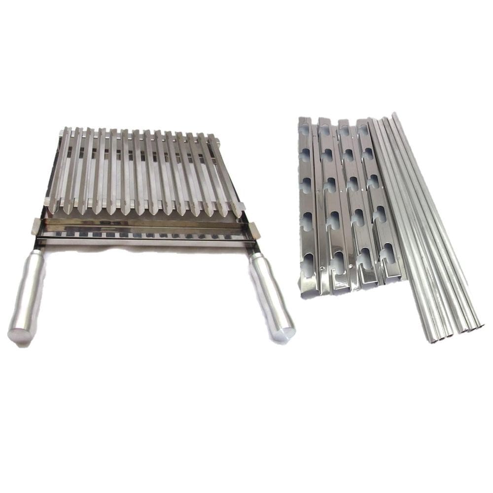 Grelha Argentina Inox 60cm + Suportes Churrasqueira 90cm