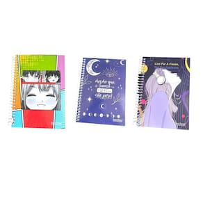 Caderno Espiral Capa Dura Com 96 Folhas Cada De 1/4 Kit 3Un