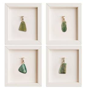 Kit 4 Pingentes Prata: Jade, Quartzo, Amazonita, Esmeralda