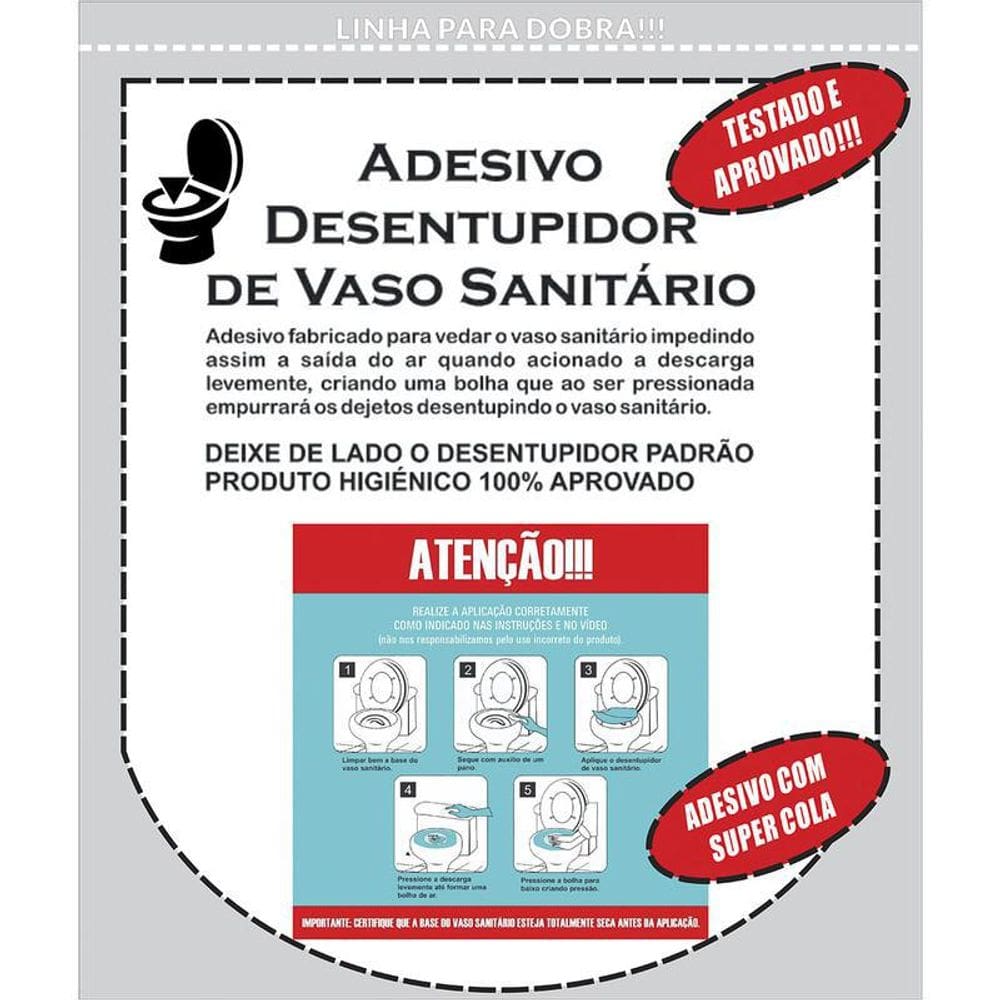 Kit 3 Adesivo Desentupir Vaso Sanitário Descartável