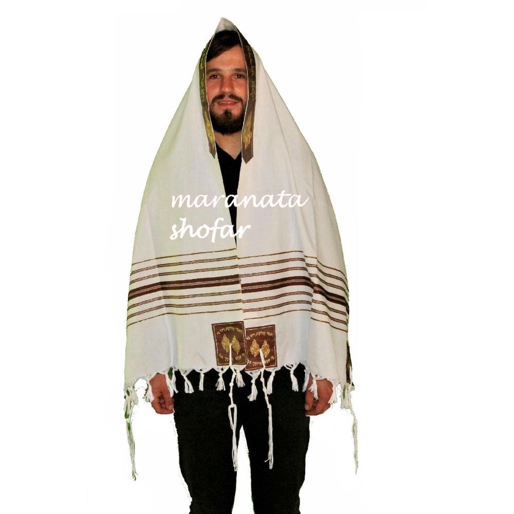 Talit Eliseu 60x180cm - Marrom/Dourado - Importado