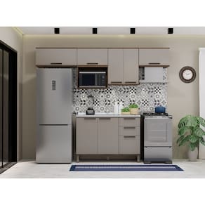 Cozinha Compacta 6 Peças com tampo com Nicho Micoondas Luna Luciane Móveis