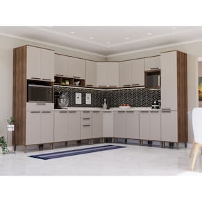 Cozinha Completa 13 Peças Espaço para Forno e Microondas com Tampo Luna Luciane Móveis