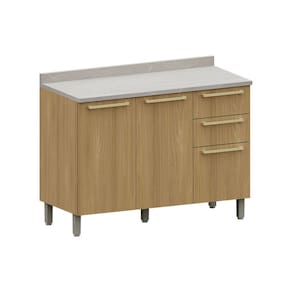 Balcão de Cozinha para Pia 120cm 2 Portas e 3 Gavetas Com Tampo Elegance Luciane Móveis