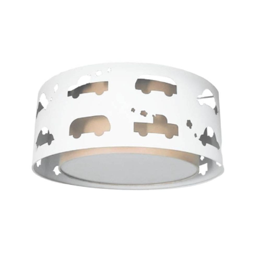 Luminária Infantil Plafon Carrinhos Cáqui 30X16