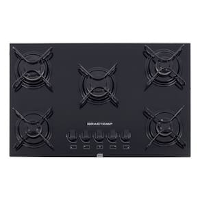 Cooktop A Gas 5 Bocas Vidro Preto Bivolt 73x46cm - Brastemp