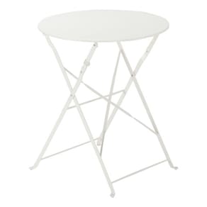 Mesa Dobravel Redonda Jardim Varanda 60x60cm Em Aco Branco