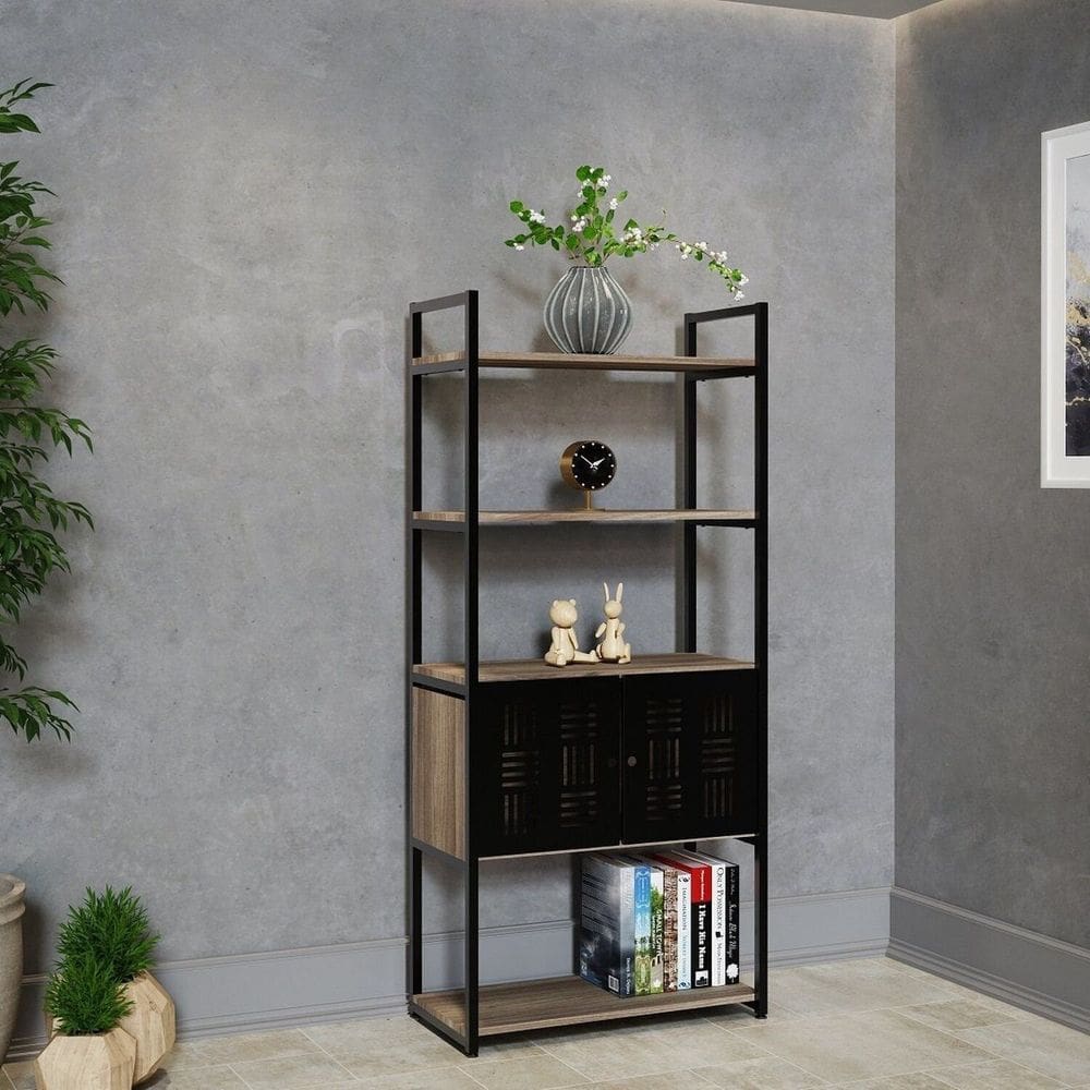 Estante para Livros Industrial Urbana Preto/Mel