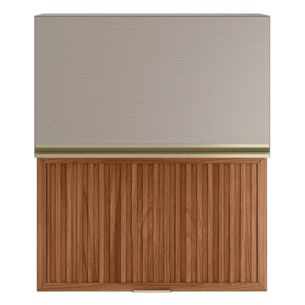 Armário Aéreo 1 Porta Mdf 1 Porta Ripada Basculante 60cm Proença Nogueira/Nude Prime