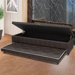 Base Box Solteiro Baú com Cama Auxiliar 46cm X 88cm Imperatriz Marrom