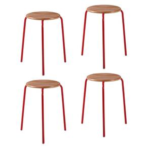 Conjunto 4 Banquetas para Sala de Jantar Cumbuca Vermelho/Marrom