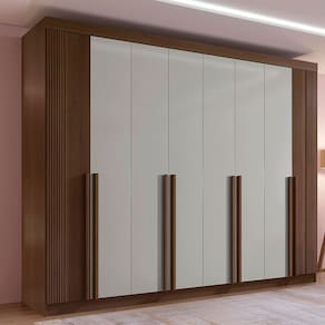 Guarda-roupa Casal Mdf 8 Portas Ripado Imperio Castanho /Off White