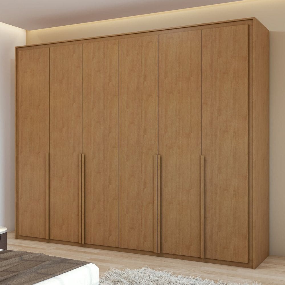 Guarda-roupa 6 Portas 6 Gavetas 100% Mdf Imperatore Amêndoa Clean