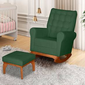 Poltrona de Amamentação Paris com Balanço com Puff Paris Verde Militar