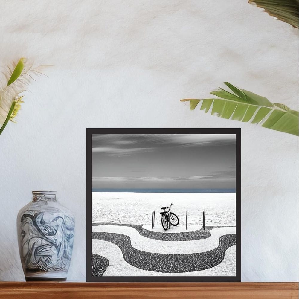 Quadro Rio De Janeiro Bicicleta - 33X33Cm - Com Vidro