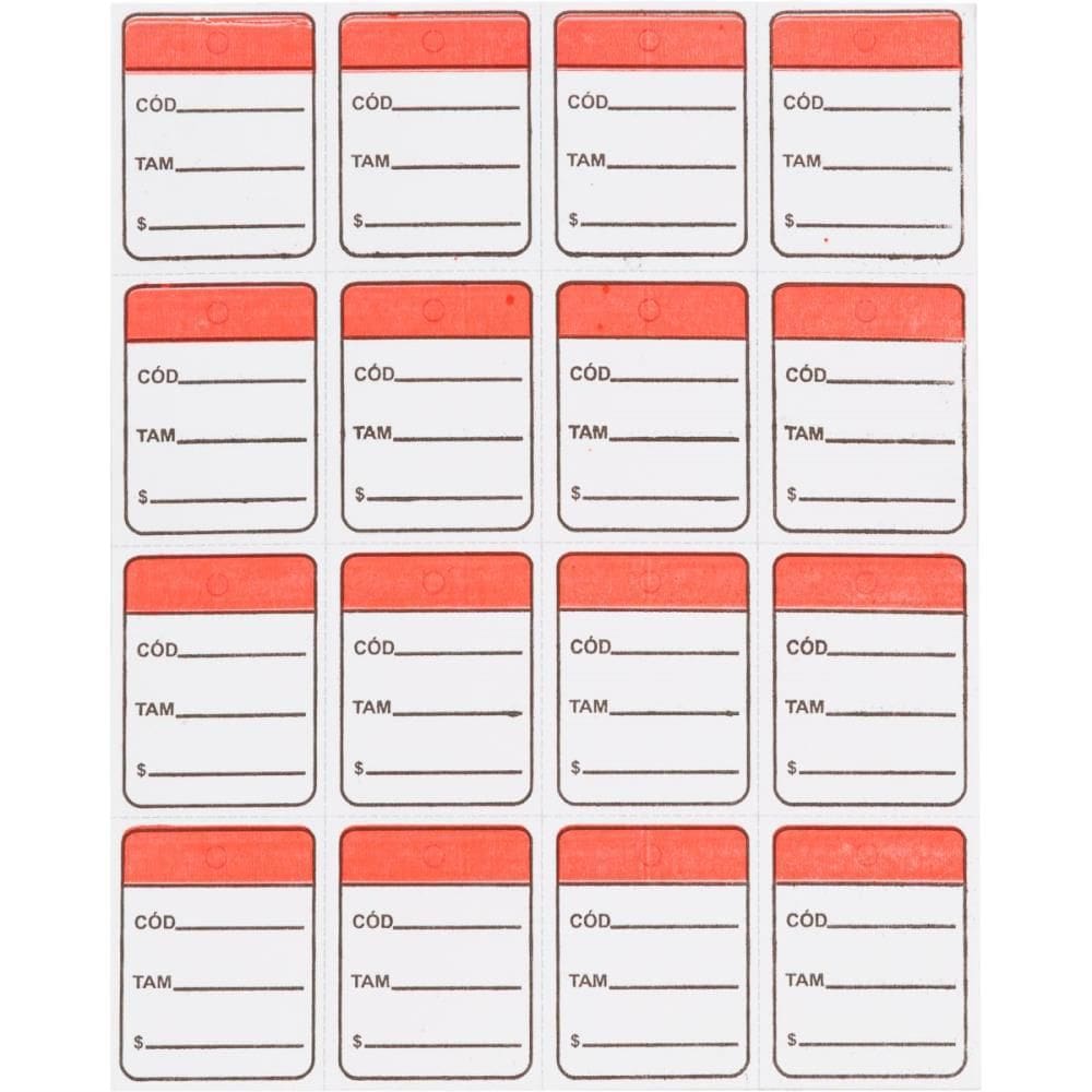 Etiqueta Para Marcacao Tag 30X38Mm Cartao Vermelho 1000Un