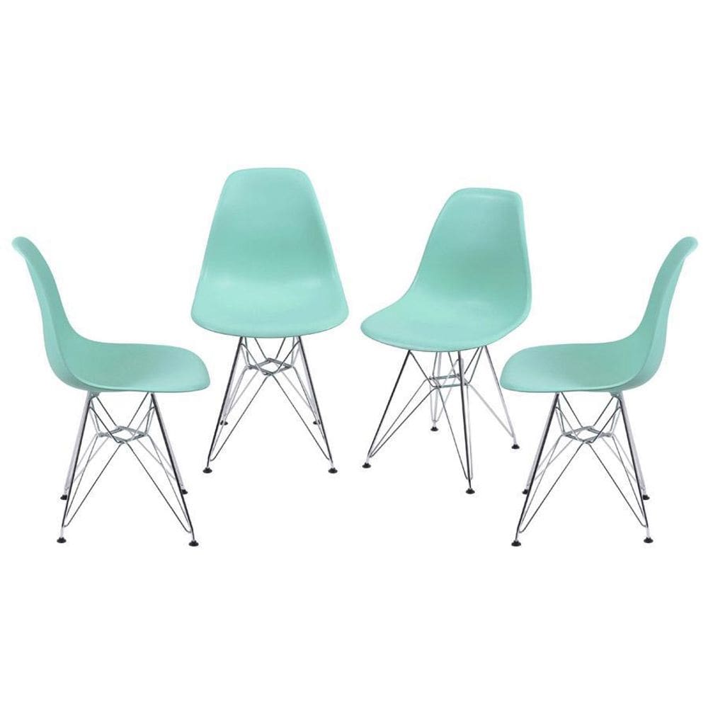 Kit 4 Cadeiras Boxbit Dkr Eames Base Cromada Tiffany