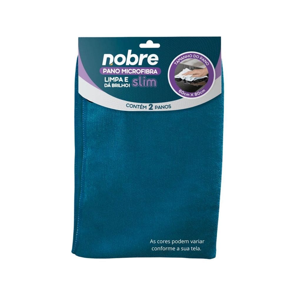 Pano De Microfibra 60X80Cm Pct C/2 Un Azul Slim - Nobre