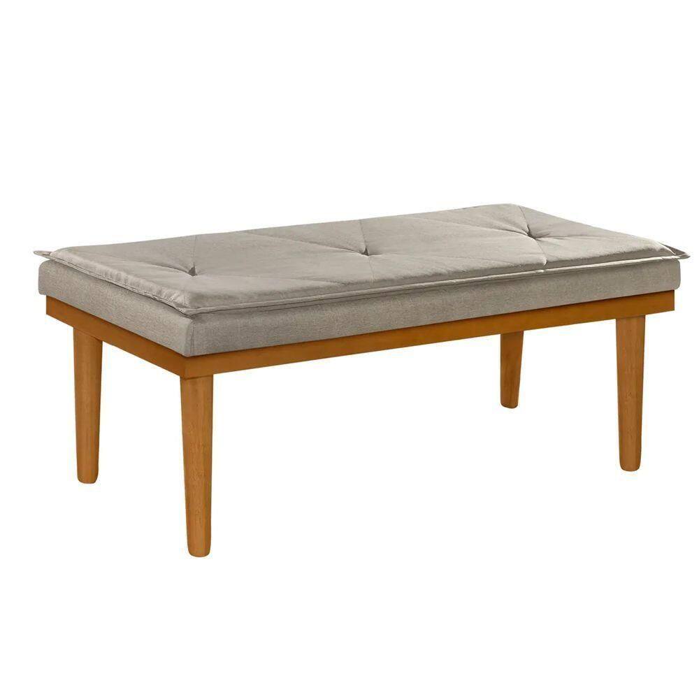 Banco Recamier Madri Pilow Linho Preto 1,00mts Lar & Estilo Bege
