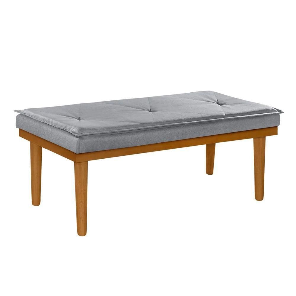 Banco Recamier Madri Pilow Linho Preto 1,00mts Lar & Estilo Cinza