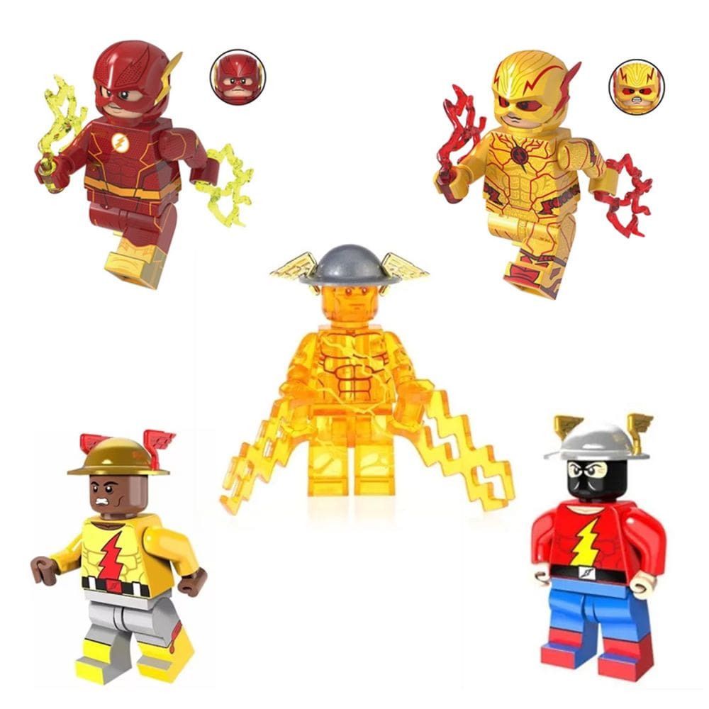 Kit 5 Bonecos The Flash Bloco De Montar