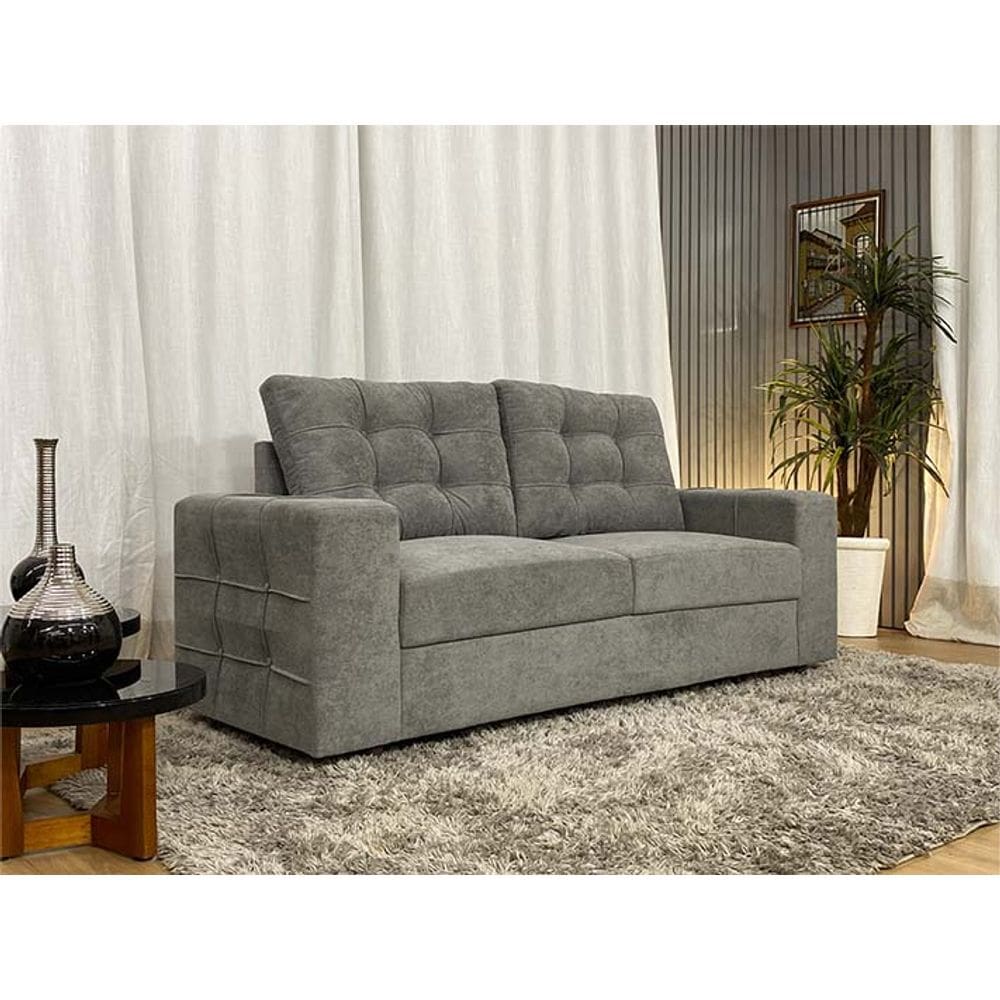 Sofá 3 Lugares Living Debrum Cinza Miami