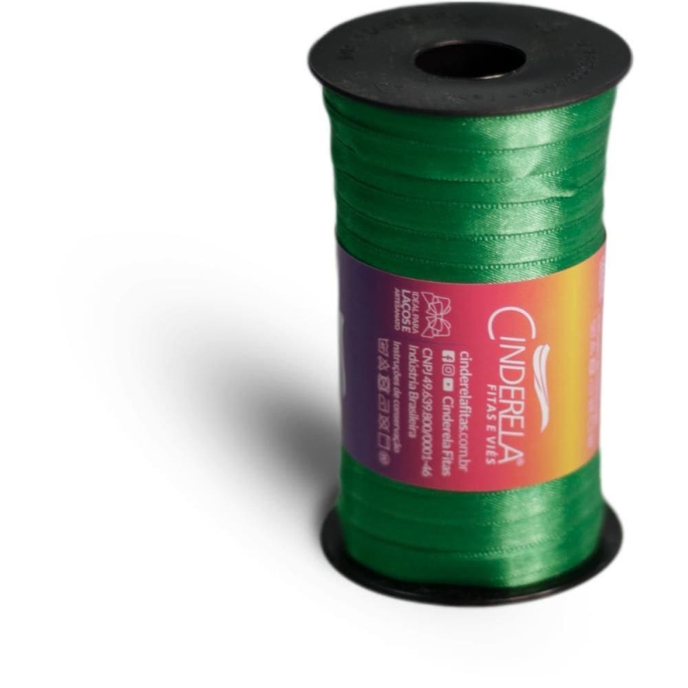 Fita De Cetim 07Mm 100M. Verde Bandeira