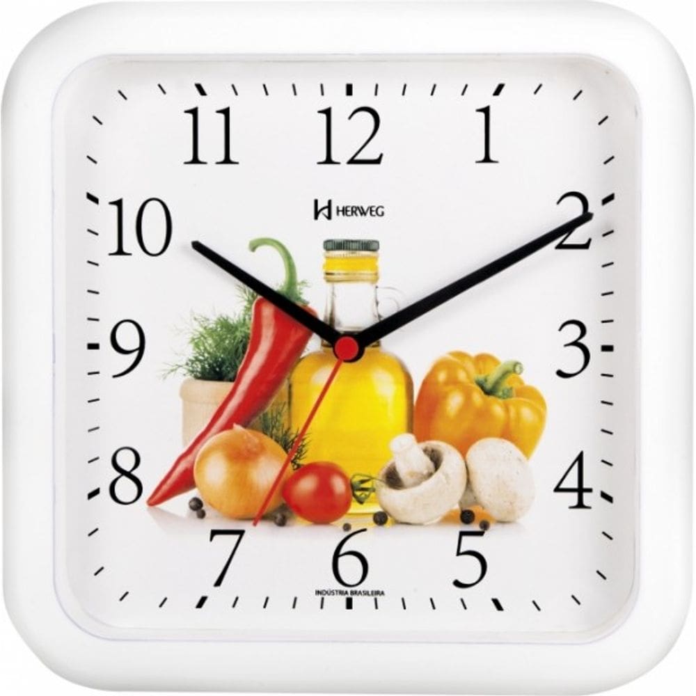 Relógio de Parede 23 Cm Cozinha Branco Herweg