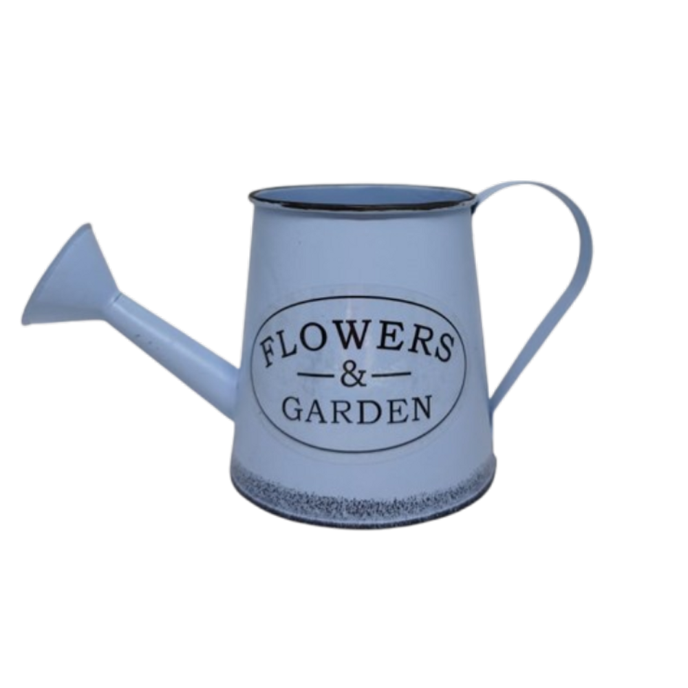 Vaso Regador Decoração Metal Flowers Garden Arranjo Azul