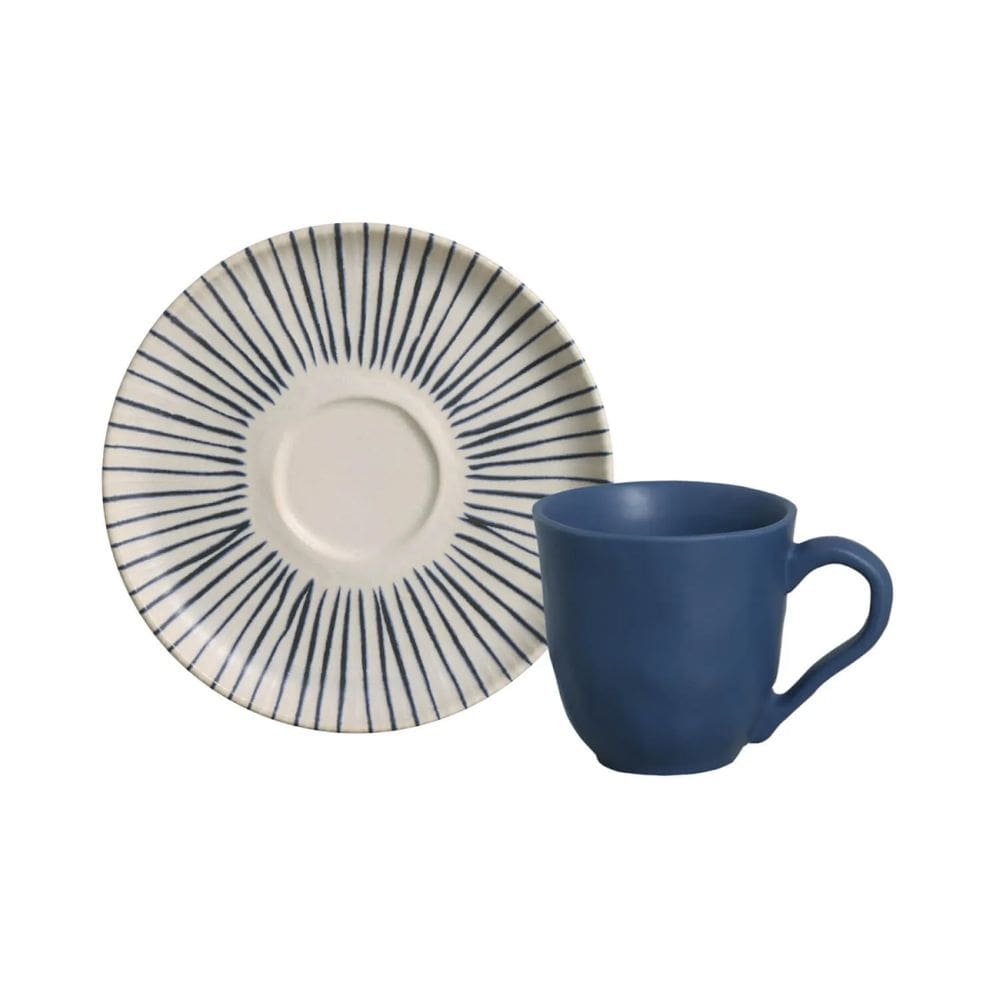 Conjunto 6 Xícaras de Café 120ml Com Pires Stoneware Cerâmica Bio Elemento Porto Brasil
