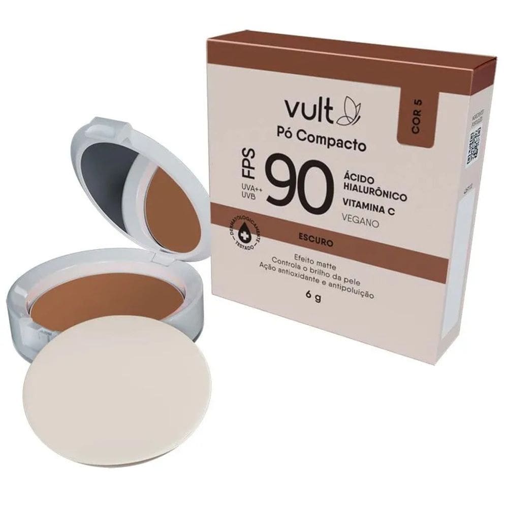 Pó Compacto Facial Vult FPS90 - Escuro.