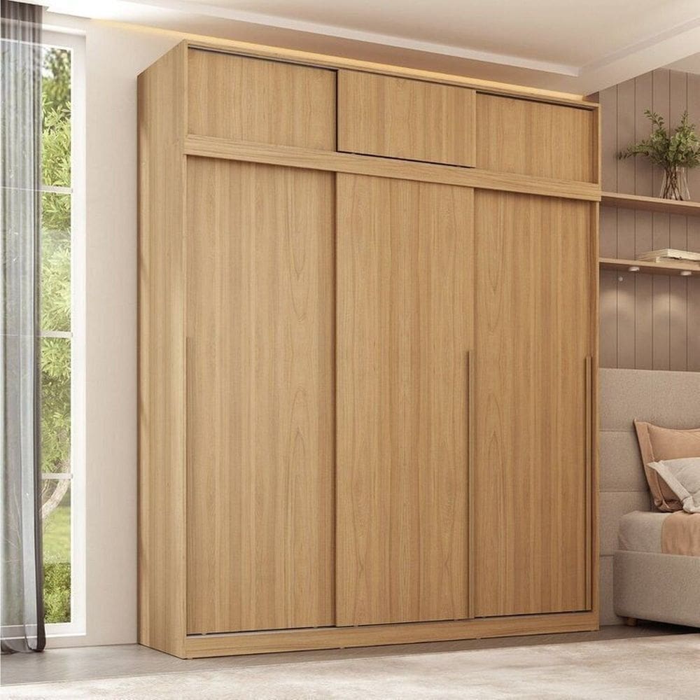 Guarda-roupa Modular 2 Peças 6 Portas de Correr Jade Cabecasa Madeiramadeira Avelã