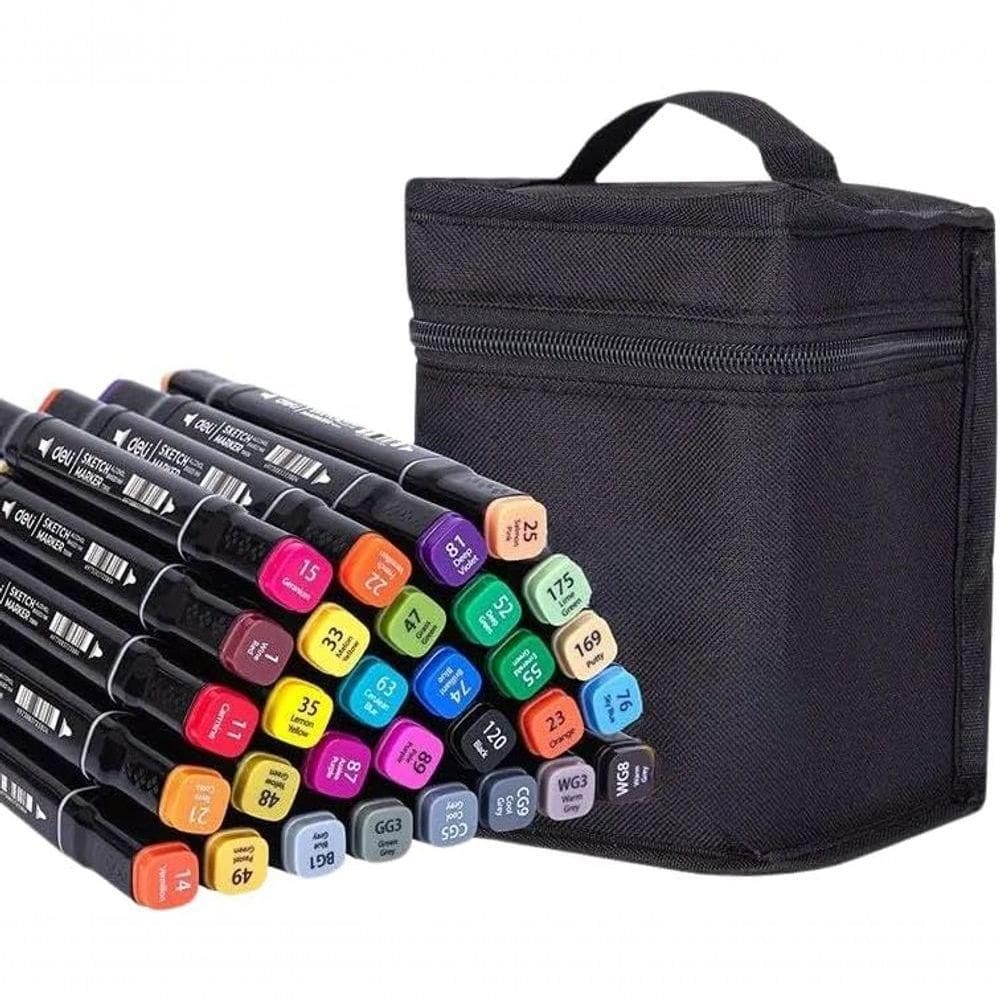 Conjunto De Canetinhas Marcador Permanente Ponta Dupla 48 Cores