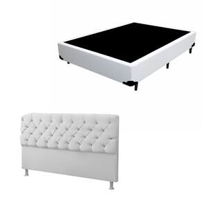 Cama Box Casal 138×188?cm + Cabeceira Branca – Conjunto Completo