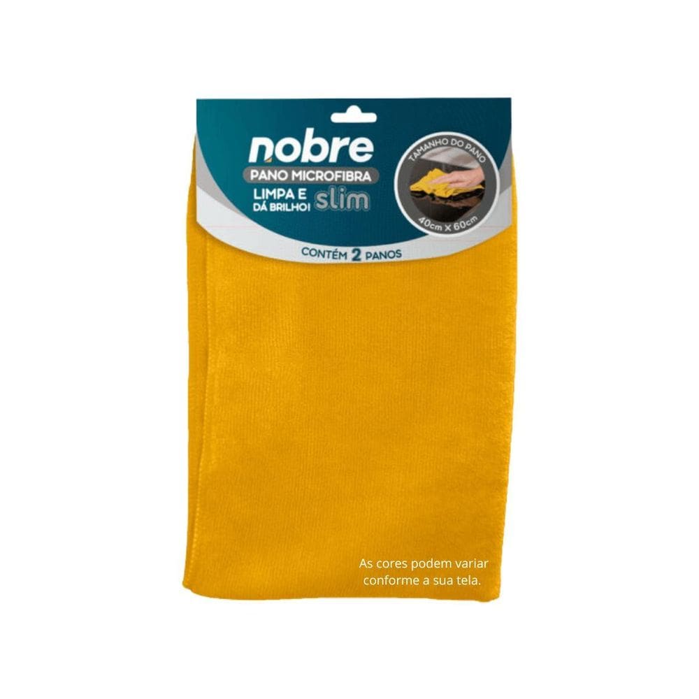 Pano De Microfibra 40X60Cm  Pct C/2 Un  Amarelo Slim - Nobre