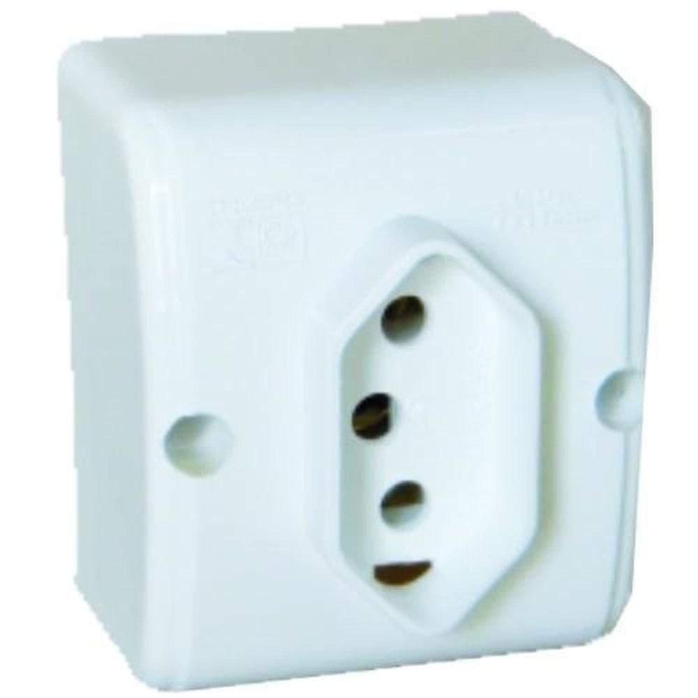Tomada 3p 10a Branca Mecânica Externa - Conjunto Mectronic