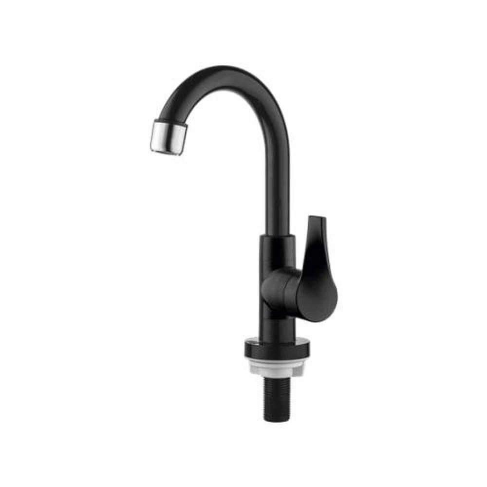 Torneira Lavatório Bica Alta Preta Twist - Abs Cromada - Vedante Cerâmica